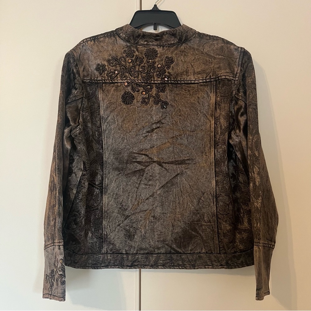 Coldwater Creek Women’s Bronze Sheen Embroidered Jacket Size‎ Large - Picture 7 of 16